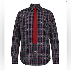 TFW Size M 10-12 Boys Long Sleeve Point Collar Shirt + Tie Set, New WithTags